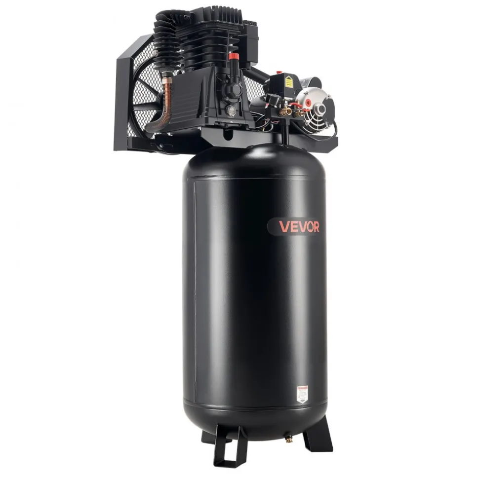 VEVOR 60 Gallons Heavy-Duty Air Compressor, 3.7HP 8 SCFM at 90PSI Air Compressors Max 155PSI Pressure, Oil-Lubricated Compressor Tank for Industrial Manufacturing, Large Workshops (230V 60Hz, No-Plug)