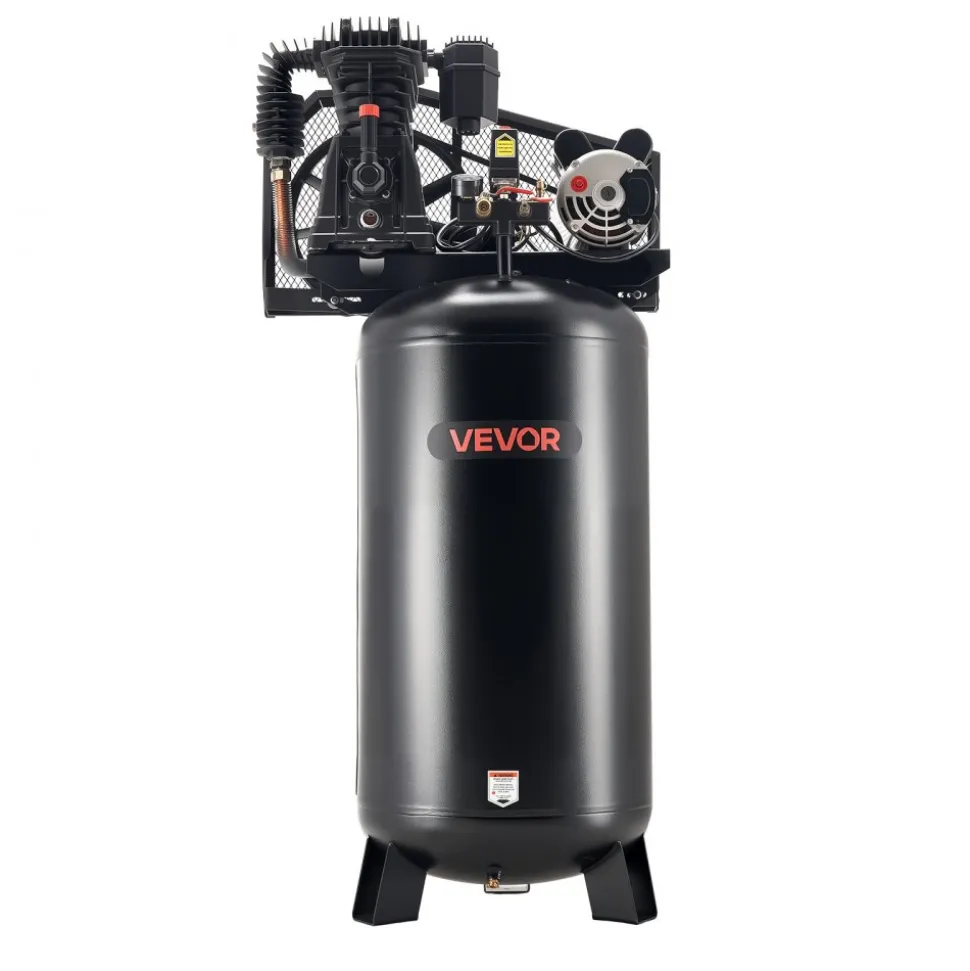 VEVOR 60 Gallons Heavy-Duty Air Compressor, 3.7HP 8 SCFM at 90PSI Air Compressors Max 155PSI Pressure, Oil-Lubricated Compressor Tank for Industrial Manufacturing, Large Workshops (230V 60Hz, No-Plug)