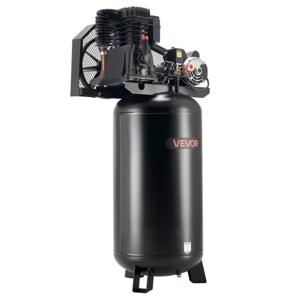 VEVOR 60 Gallons Heavy-Duty Air Compressor, 3.7HP 8 SCFM at 90PSI Air Compressors Max 155PSI Pressure, Oil-Lubricated Compressor Tank for Industrial Manufacturing, Large Workshops (230V 60Hz, No-Plug)