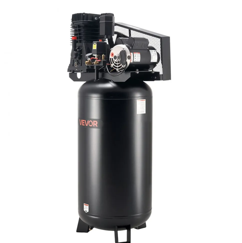 VEVOR 60 Gallons Heavy-Duty Air Compressor, 3.7HP 8 SCFM at 90PSI Air Compressors Max 155PSI Pressure, Oil-Lubricated Compressor Tank for Industrial Manufacturing, Large Workshops (230V 60Hz, No-Plug)