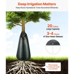 VEVOR 20 Gallon Tree Watering Bags, 8 Pack 3-4 Hours Slow Release Gator Bags for Trees, Heavy Duty PE Tree Drip Irrigation Bag with Zipper, Durable & Reusable Deep Root Shrub Watering Bag