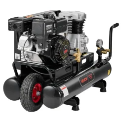 VEVOR 9 Gallon Twin-Tank Gas Powered Air Compressor, 6.5HP 9CFM Gas Driven Air Compressor Tank on Wheel, Max 115PSI Piston Pump Air-Compressed System for Tire Inflation, Auto Repairs, Spray Painting