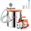 VEVOR 5 Gallon Vacuum Chamber and 3.5 CFM Pump Kit, Stainless Steel Chamber, Single Stage Vacuum Pump Degassing Chamber Kit, with Acrylic Lid, Oil, 4.92 ft Hose, for Degassing Resin Silicone Epoxies