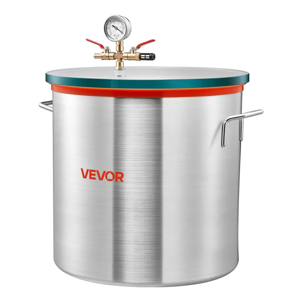VEVOR 15 Gallon Vacuum Chamber, Aluminum Alloy, Vacuum Degassing Chamber with Tempered Glass Lid, Hose, Air Filter, for Resin Casting, Stabilizing Wood, Degassing Silicone, Epoxies, Essential Oils