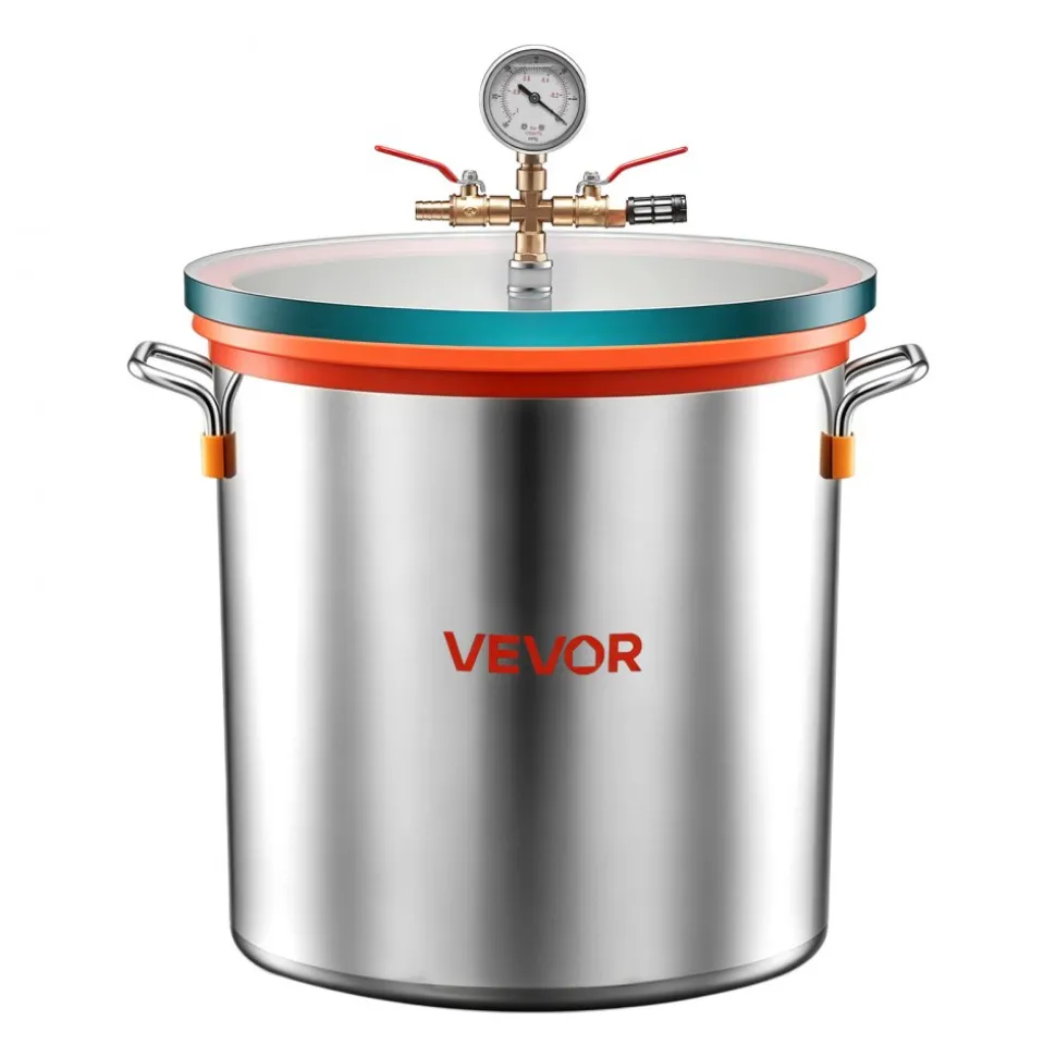 VEVOR 1.5 Gallon Vacuum Chamber, Stainless Steel, Vacuum Degassing Chamber with Tempered Glass Lid, Hose, Air Filter, for Resin Casting, Stabilizing Wood, Degassing Silicone, Epoxies, Essential Oils