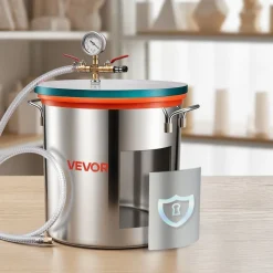 VEVOR 1.5 Gallon Vacuum Chamber, Stainless Steel, Vacuum Degassing Chamber with Tempered Glass Lid, Hose, Air Filter, for Resin Casting, Stabilizing Wood, Degassing Silicone, Epoxies, Essential Oils