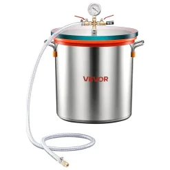 VEVOR 1.5 Gallon Vacuum Chamber, Stainless Steel, Vacuum Degassing Chamber with Tempered Glass Lid, Hose, Air Filter, for Resin Casting, Stabilizing Wood, Degassing Silicone, Epoxies, Essential Oils