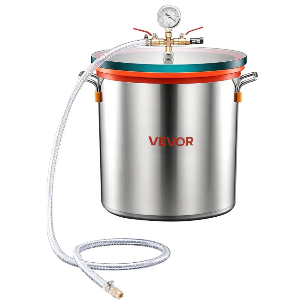 VEVOR 1.5 Gallon Vacuum Chamber, Stainless Steel, Vacuum Degassing Chamber with Tempered Glass Lid, Hose, Air Filter, for Resin Casting, Stabilizing Wood, Degassing Silicone, Epoxies, Essential Oils