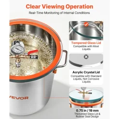 VEVOR 1.5 Gallon Vacuum Chamber, Stainless Steel, Vacuum Degassing Chamber with Tempered Glass Lid, Hose, Air Filter, for Resin Casting, Stabilizing Wood, Degassing Silicone, Epoxies, Essential Oils