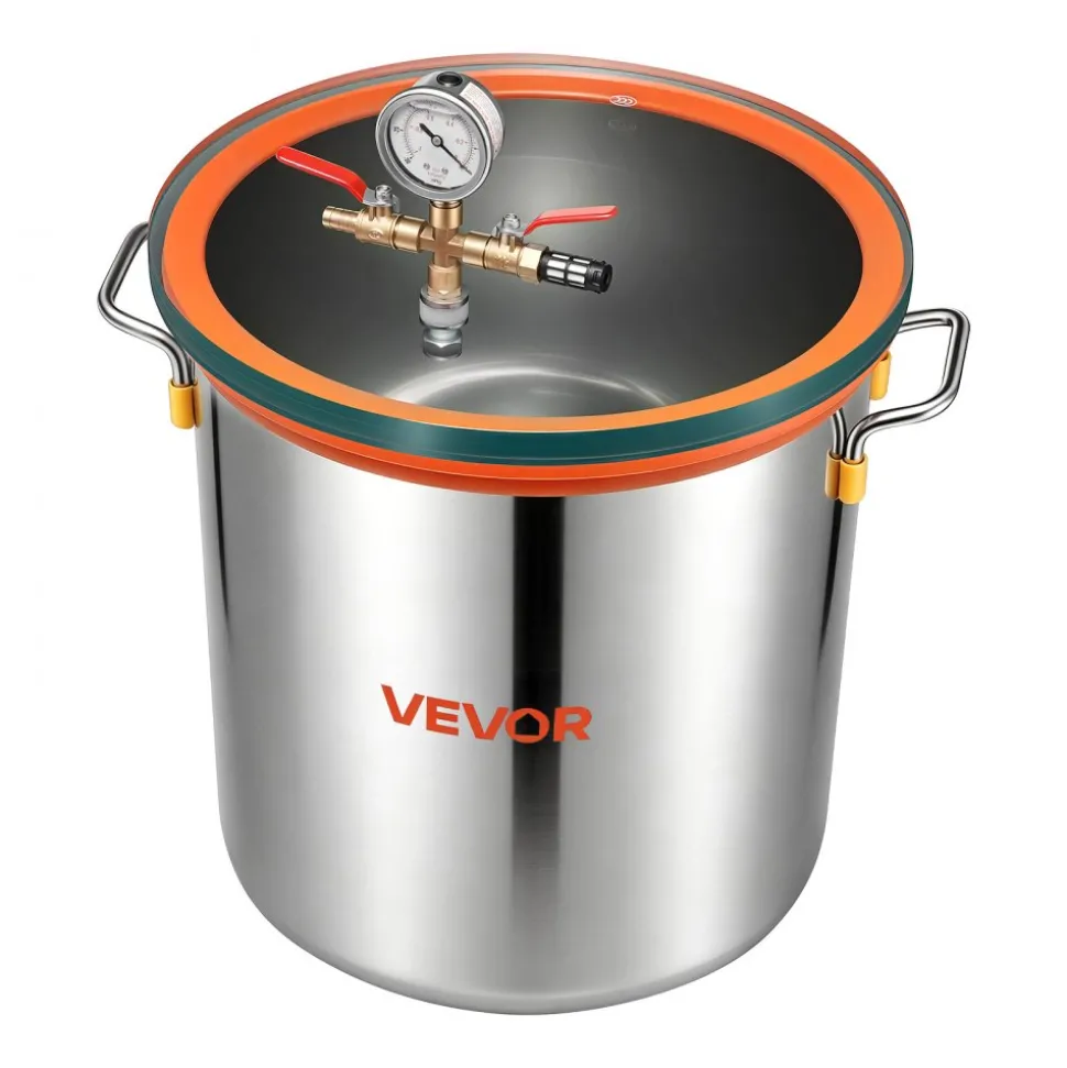 VEVOR 1.5 Gallon Vacuum Chamber, Stainless Steel, Vacuum Degassing Chamber with Tempered Glass Lid, Hose, Air Filter, for Resin Casting, Stabilizing Wood, Degassing Silicone, Epoxies, Essential Oils