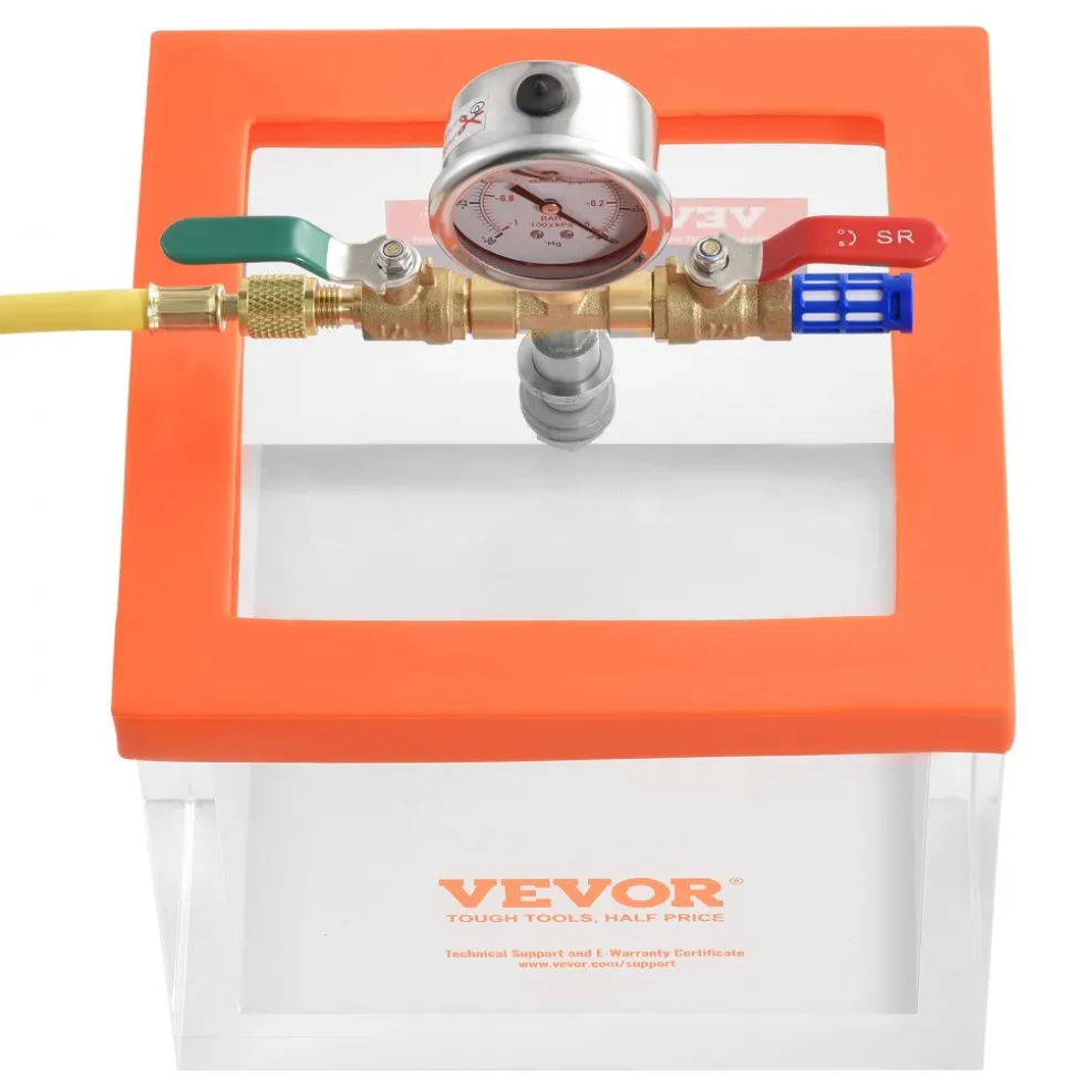 VEVOR 2 Gallon Vacuum Chamber, Upgraded Multipurpose Acrylic Vacuum Degassing Chamber, Transparent Vacuum Chamber, for Resin Degassing, Silica Gel Degassing, Gypsum Degassing and Vacuum Extraction