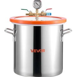 VEVOR 5 Gallon Vacuum Chamber with Pump, 3.5 CFM, Single Stage Vacuum Pump, Stainless Steel Degassing Chamber Kit with Tempered Glass Lid, 5 ft Hose, for Stabilizing Wood Degassing Silicone Resin