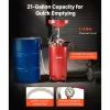 VEVOR 21 Gallon Waste Oil Drain Tank, Air Operated Portable Oil Drainer with Adjustable Funnel Height, Industrial Fluid Drain Tank with Wheels, Fluid Fuel Transfer Drainage for Auto Repair Shops, Red