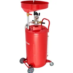 VEVOR 21 Gallon Waste Oil Drain Tank, Air Operated Portable Oil Drainer with Adjustable Funnel Height, Industrial Fluid Drain Tank with Wheels, Fluid Fuel Transfer Drainage for Auto Repair Shops, Red