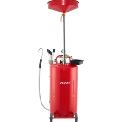 VEVOR 21 Gallon Waste Oil Drain Tank, Air Operated Portable Oil Drainer with Adjustable Funnel Height, Industrial Fluid Drain Tank with Wheels, Fluid Fuel Transfer Drainage for Auto Repair Shops, Red