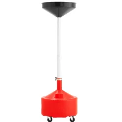 VEVOR 8 Gallon Waste Oil Drain Tank, Industrial Fluid Drain Tank with Adjustable Funnel Height, Portable Oil Drainer with Wheels, Fluid Fuel Transfer Drainage for Auto Repair Shops, Garages, Red