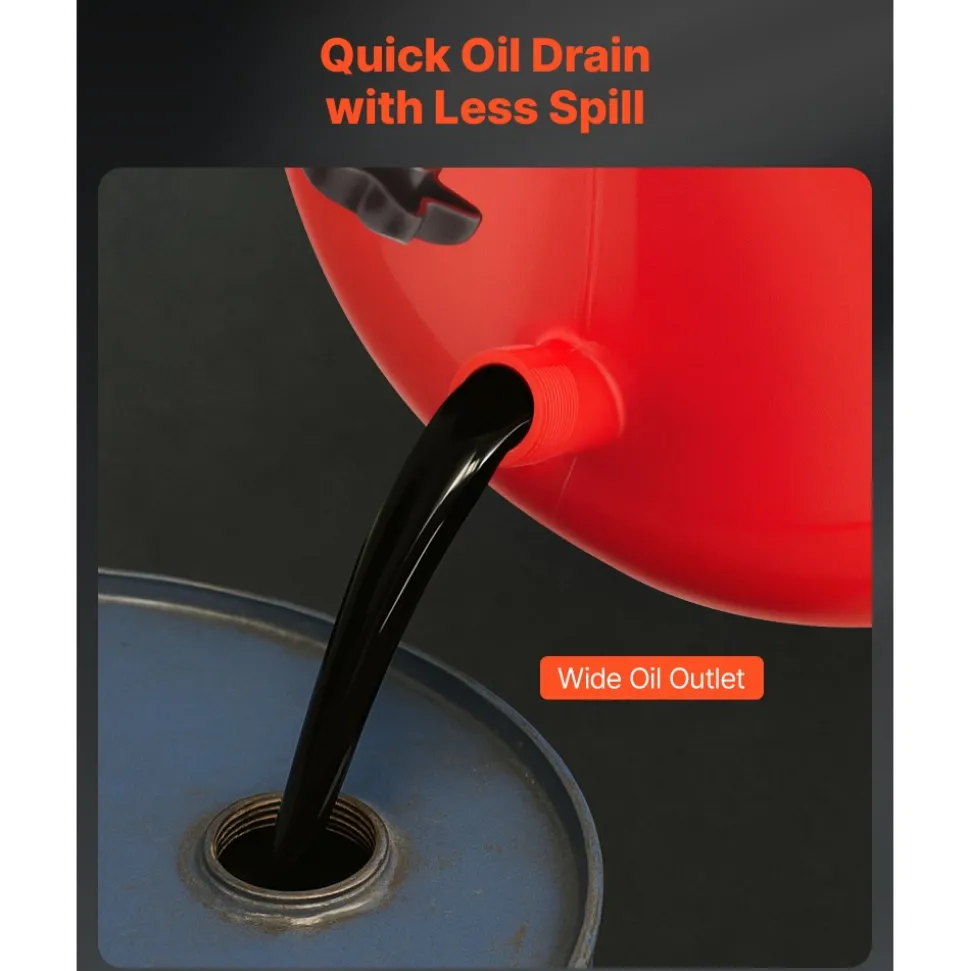 VEVOR 8 Gallon Waste Oil Drain Tank, Industrial Fluid Drain Tank with Adjustable Funnel Height, Portable Oil Drainer with Wheels, Fluid Fuel Transfer Drainage for Auto Repair Shops, Garages, Red