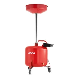 VEVOR 8 Gallon Waste Oil Drain Tank, Industrial Fluid Drain Tank with Adjustable Funnel Height, Portable Oil Drainer with Wheels & Toolbox, Fluid Fuel Transfer Drainage for Auto Repair Shops, Red