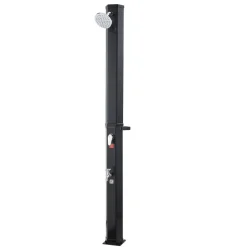 VEVOR 9.2 Gal Solar Heated Shower, 6.4ft Showerhead Height Outdoor Shower, with Foot Faucet & Soap Box Rack, Hot & Cold Water Adjustment, Freestanding for Backyard Poolside Beach Pool,Black
