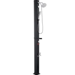 VEVOR 10.6 Gal Solar Heated Shower, 6.7ft Showerhead Height Outdoor Shower, with Handheld & Foot Faucet, Hot & Cold Water Adjustment, Freestanding for Backyard Poolside Beach Pool, Black
