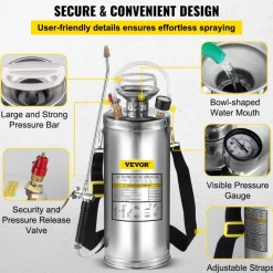 VEVOR 3.5Gal Stainless Steel Sprayer,l Set with 20