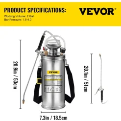 VEVOR 3.5Gal Stainless Steel Sprayer,l Set with 20
