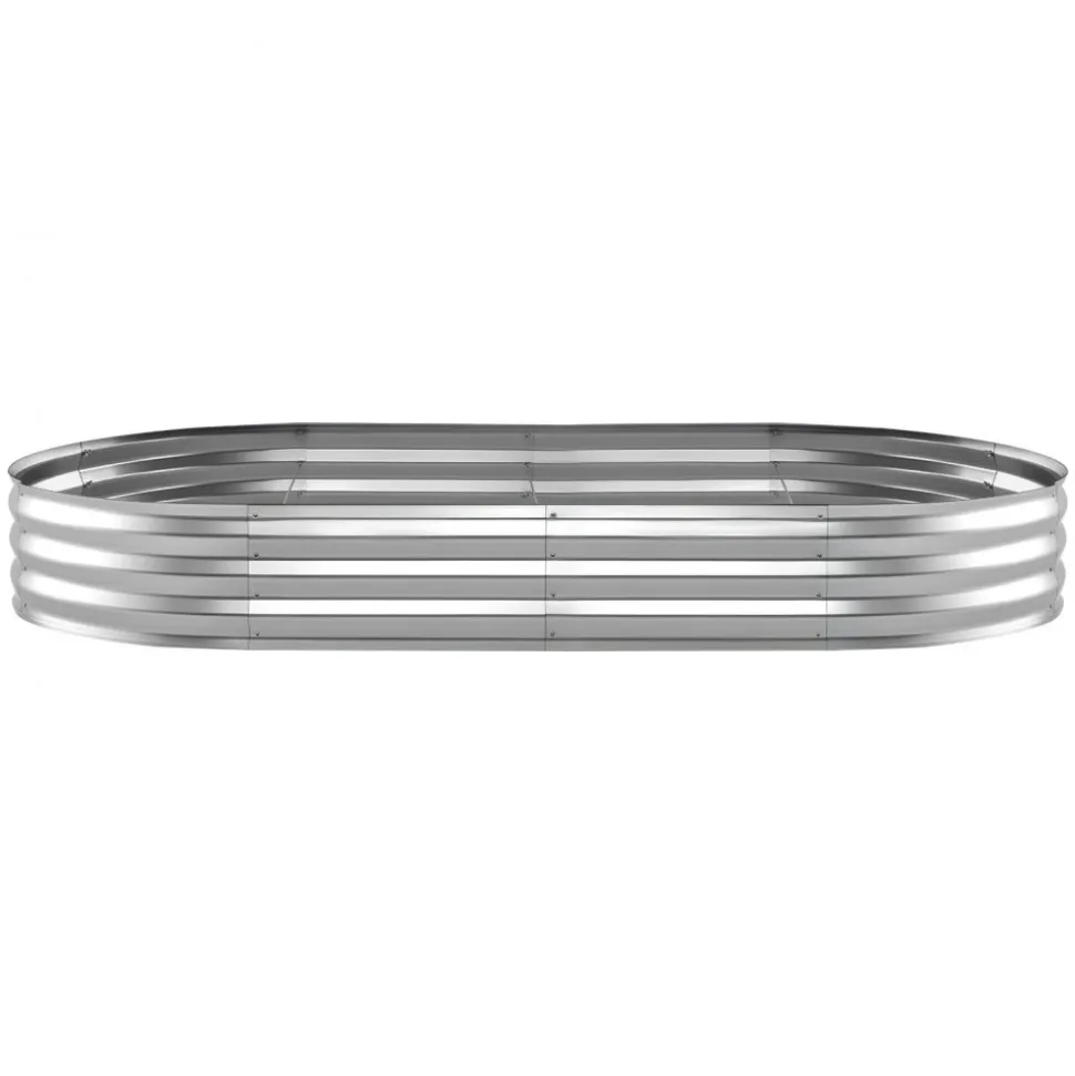 VEVOR Galvanized Raised Garden Bed, 8 x 4 x 1 ft, Oval Metal Planter Box Kit Outdoor, Bottomless Elevated Garden Box with Gloves, Rustproof Alu-Zinc, for Planting Flowers Fruits Vegetables, Silver