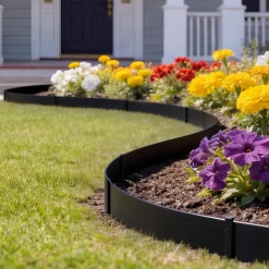 VEVOR Galvanized Steel Landscape Edging, 6-Pack 40 x 8 Inch Metal Edging for Landscaping with 6 Mounting Clips, Bendable Metal Garden Edge Border for Flower Bed, Yard Pathway, Black