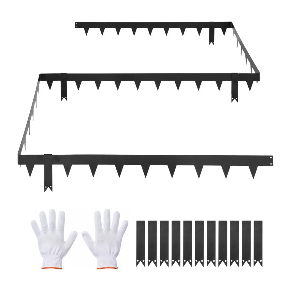 VEVOR Galvanized Steel Landscape Edging, 10-Pack 40 x 4.5 Inch Metal Edging for Landscaping with 11 Mounting Clips, Heavy Duty Metal Garden Edge Border for Flower Bed, Yard Pathway, Black
