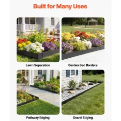 VEVOR Galvanized Steel Landscape Edging, 12-Pack 40 x 8 Inch Metal Edging for Landscaping with 14 Mounting Clips, Heavy Duty Metal Garden Edge Border for Flower Bed, Yard Pathway, Black