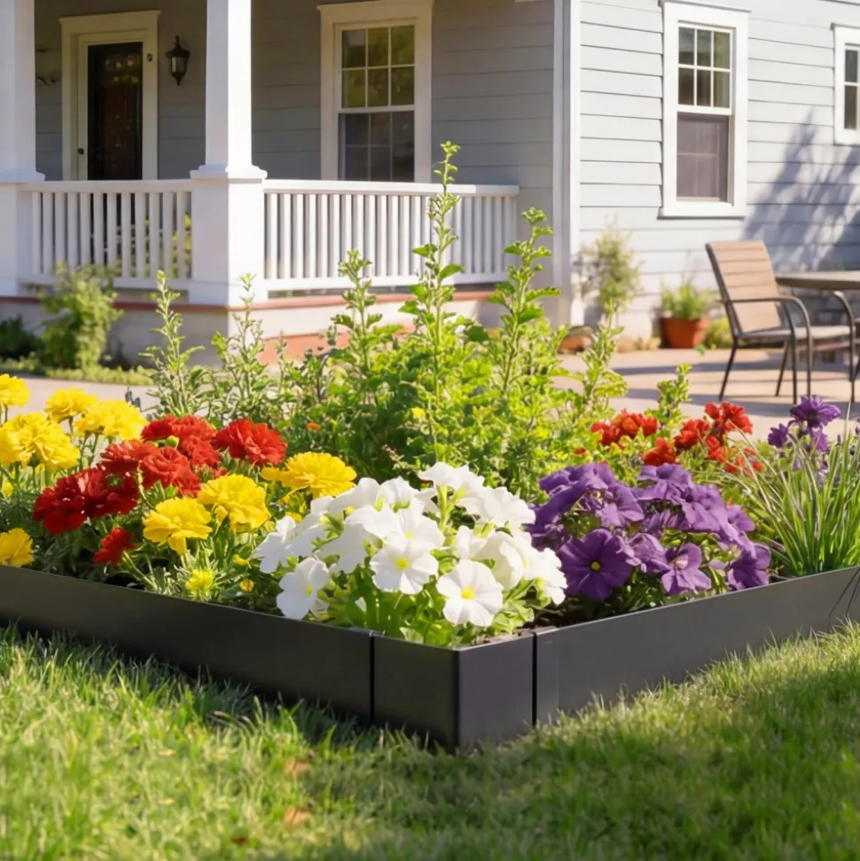 VEVOR Galvanized Steel Landscape Edging, 24-Pack 40 x 6 Inch Metal Edging for Landscaping with 26 Mounting Clips, Heavy Duty Metal Garden Edge Border for Flower Bed, Yard Pathway, Black