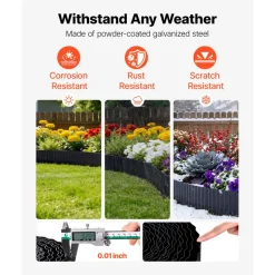 VEVOR Galvanized Steel Landscape Edging, 40 ft x 12 in Metal Edging for Landscaping with Gloves, Easy-to-Install Bendable Metal Strips, Heavy Duty Metal Garden Edge Border for Flower Bed, Yard Pathway