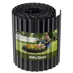 VEVOR Galvanized Steel Landscape Edging, 40 ft x 12 in Metal Edging for Landscaping with Gloves, Easy-to-Install Bendable Metal Strips, Heavy Duty Metal Garden Edge Border for Flower Bed, Yard Pathway