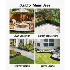 VEVOR Galvanized Steel Landscape Edging, 40 ft x 12 in Metal Edging for Landscaping with Gloves, Easy-to-Install Bendable Metal Strips, Heavy Duty Metal Garden Edge Border for Flower Bed, Yard Pathway