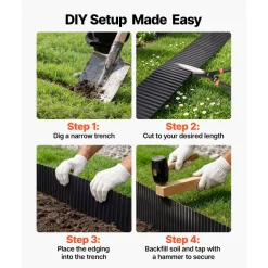 VEVOR Galvanized Steel Landscape Edging, 40 ft x 12 in Metal Edging for Landscaping with Gloves, Easy-to-Install Bendable Metal Strips, Heavy Duty Metal Garden Edge Border for Flower Bed, Yard Pathway