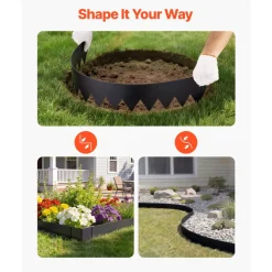 VEVOR Galvanized Steel Landscape Edging, 40 ft x 6 in Metal Edging for Landscaping with Gloves, Easy-to-Install Bendable Metal Strips, Heavy Duty Metal Garden Edge Border for Flower Bed, Yard Pathway