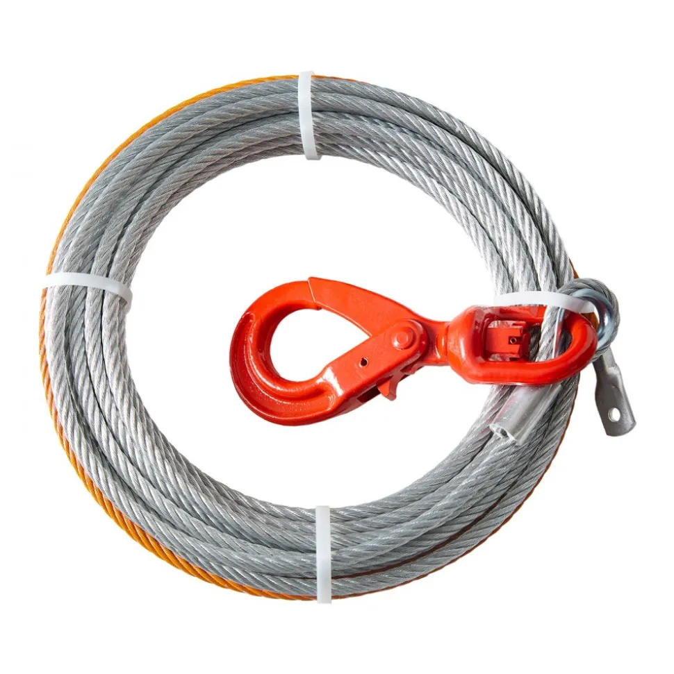 VEVOR Galvanized Steel Winch Cable, 3/8 Inch x 50 Feet 15,200 lbs Breaking Strength, Wire Winch Rope with Swivel Hook, Towing Cable Heavy Duty, Universal Fit for SUV, Large Off-Road Vehicle, Truck