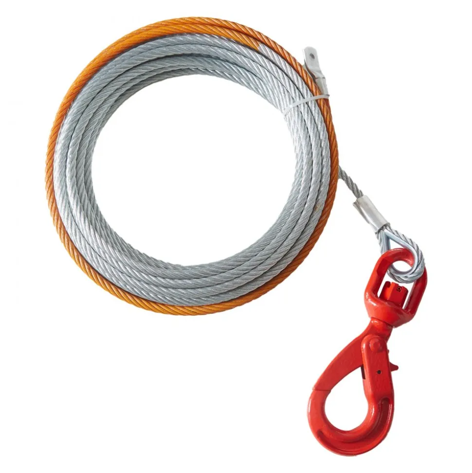 VEVOR Galvanized Steel Winch Cable, 3/8 Inch x 50 Feet 15,200 lbs Breaking Strength, Wire Winch Rope with Swivel Hook, Towing Cable Heavy Duty, Universal Fit for SUV, Large Off-Road Vehicle, Truck