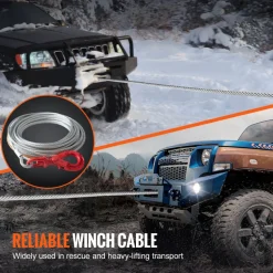 VEVOR Galvanized Steel Winch Cable, 3/8 Inch x 50 Feet 15,200 lbs Breaking Strength, Wire Winch Rope with Swivel Hook, Towing Cable Heavy Duty, Universal Fit for SUV, Large Off-Road Vehicle, Truck