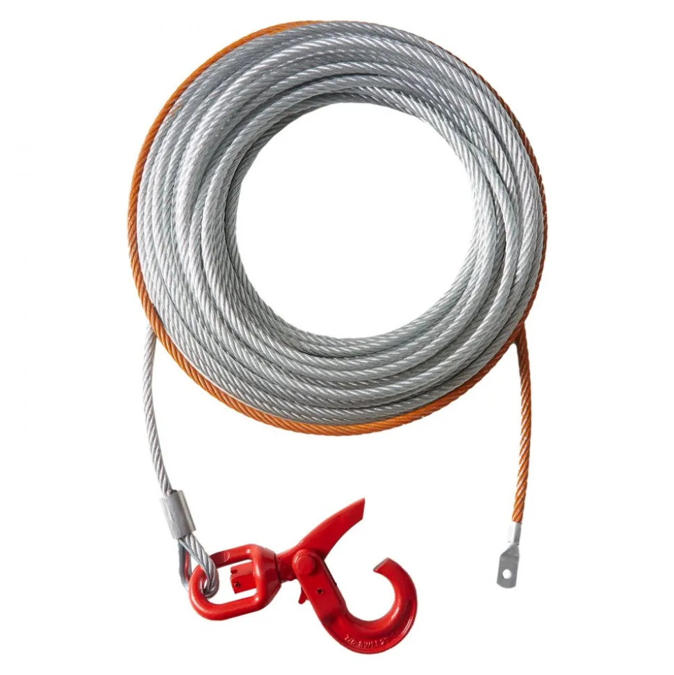 VEVOR Galvanized Steel Winch Cable, 3/8 Inch x 75 Feet 15,200 lbs Breaking Strength, Wire Winch Rope with Swivel Hook, Towing Cable Heavy Duty, Universal Fit for SUV, Large Off-Road Vehicle, Truck