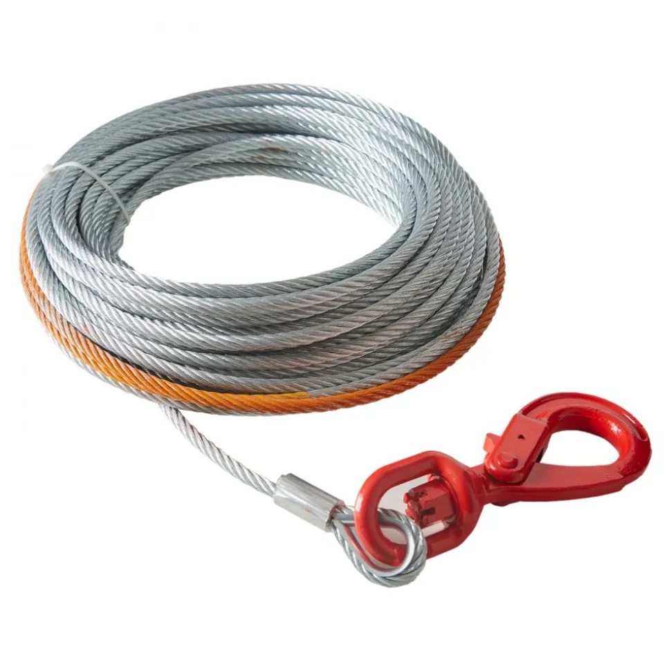 VEVOR Galvanized Steel Winch Cable, 3/8 Inch x 75 Feet 15,200 lbs Breaking Strength, Wire Winch Rope with Swivel Hook, Towing Cable Heavy Duty, Universal Fit for SUV, Large Off-Road Vehicle, Truck