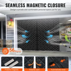 VEVOR Garage Door Screen for Winter, 10x8FT, Garage Door Insulation Kit, Magnetic Thermal Insulated Door Curtain with 300D Oxford Fabric Heavy Duty Weighted Bottom, Easy Assembly for Garage Door