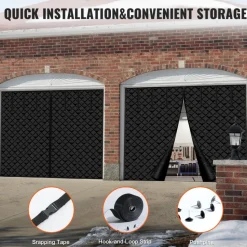 VEVOR Garage Door Screen for Winter, 10x8FT, Garage Door Insulation Kit, Magnetic Thermal Insulated Door Curtain with 300D Oxford Fabric Heavy Duty Weighted Bottom, Easy Assembly for Garage Door