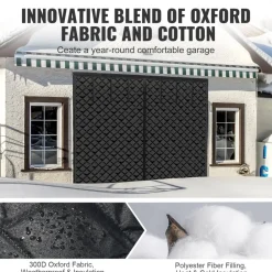 VEVOR Garage Door Screen for Winter, 10x8FT, Garage Door Insulation Kit, Magnetic Thermal Insulated Door Curtain with 300D Oxford Fabric Heavy Duty Weighted Bottom, Easy Assembly for Garage Door