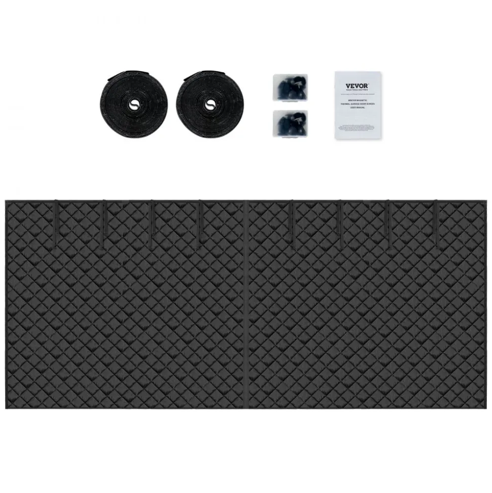 VEVOR Garage Door Screen for Winter, 16x7FT, Garage Door Insulation Kit, Magnetic Thermal Insulated Door Curtain with 300D Oxford Fabric Heavy Duty Weighted Bottom, Easy Assembly for Garage Door