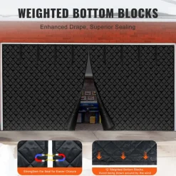 VEVOR Garage Door Screen for Winter, 16x7FT, Garage Door Insulation Kit, Magnetic Thermal Insulated Door Curtain with 300D Oxford Fabric Heavy Duty Weighted Bottom, Easy Assembly for Garage Door