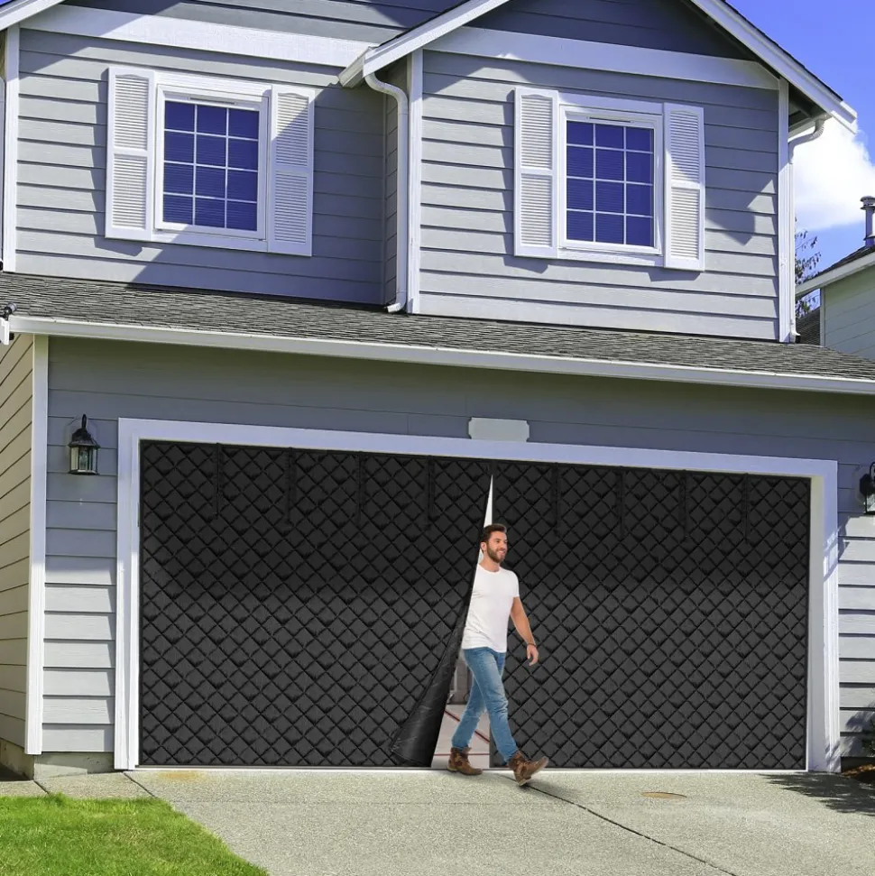 VEVOR Garage Door Screen for Winter, 16x7FT, Garage Door Insulation Kit, Magnetic Thermal Insulated Door Curtain with 300D Oxford Fabric Heavy Duty Weighted Bottom, Easy Assembly for Garage Door