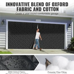 VEVOR Garage Door Screen for Winter, 16x7FT, Garage Door Insulation Kit, Magnetic Thermal Insulated Door Curtain with 300D Oxford Fabric Heavy Duty Weighted Bottom, Easy Assembly for Garage Door