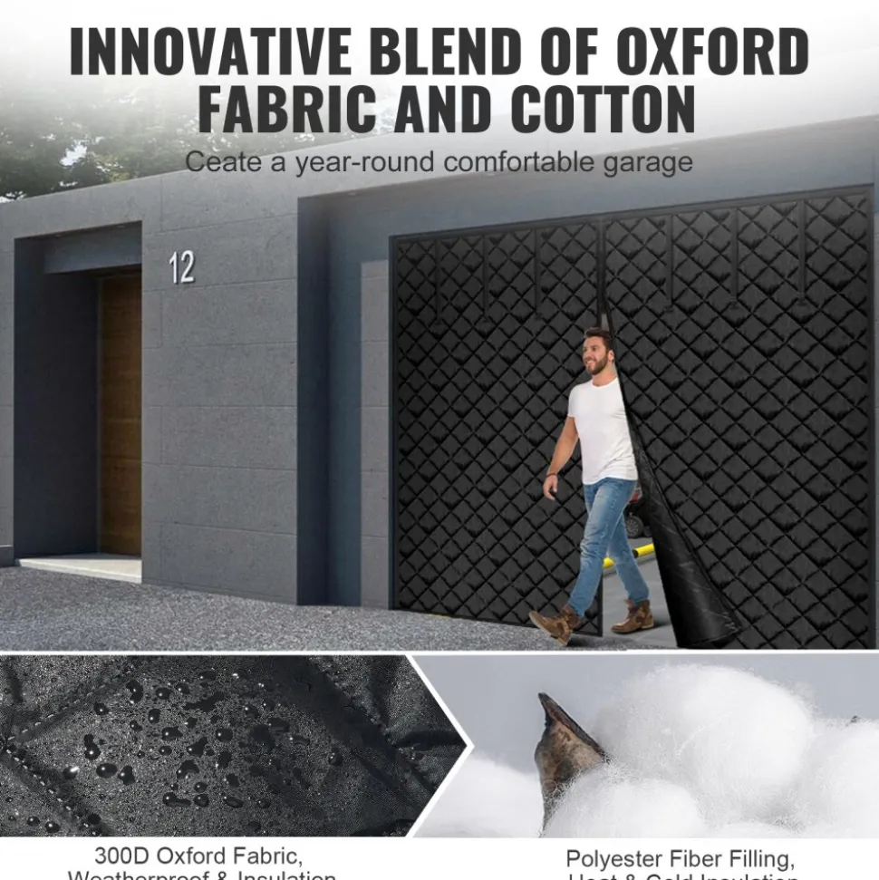 VEVOR Garage Door Screen for Winter, 9x7FT, Garage Door Insulation Kit, Magnetic Thermal Insulated Door Curtain with 300D Oxford Fabric Heavy Duty Weighted Bottom, Easy Assembly for Garage Door