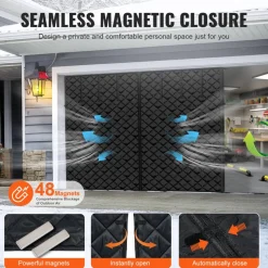 VEVOR Garage Door Screen for Winter, 9x7FT, Garage Door Insulation Kit, Magnetic Thermal Insulated Door Curtain with 300D Oxford Fabric Heavy Duty Weighted Bottom, Easy Assembly for Garage Door